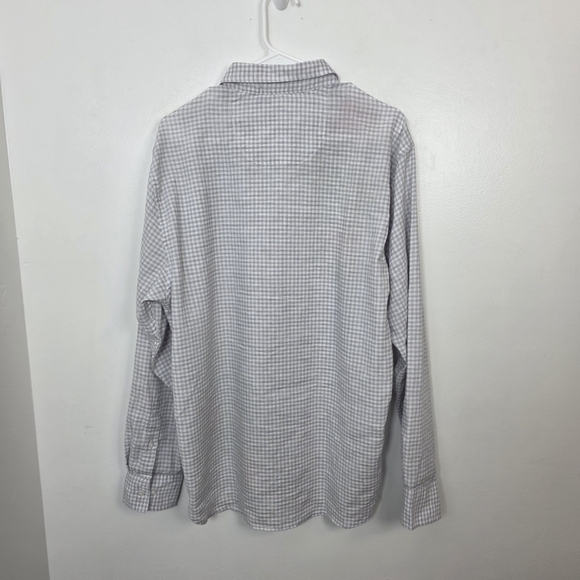 Tommy Bahama Men's White Grey Gingham Tropical 100% Linen Button Up Shirt Sz M - Picture 4 of 10